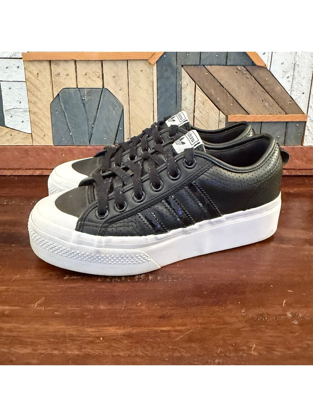 Adidas Originals Nizza Platform Black White Sneakers Women’s Size 7